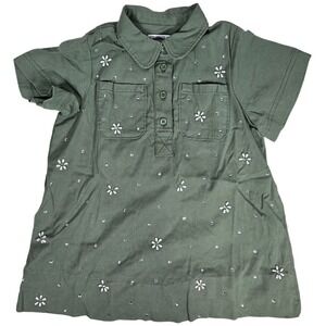 J. Crew‎ Crewcuts Girls' flower-embellished shirtdress in twill Midnight Moss 4